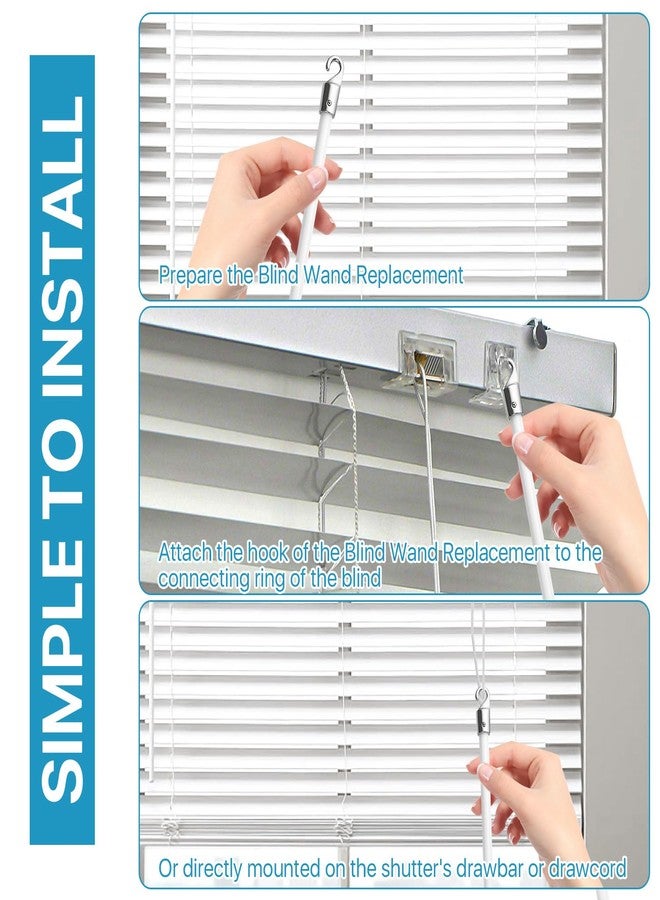 Lainballow 4 Pcs 17 Inches Blinds Wand Replacement, Blind Tilt Wand with Hook and Handle, Fiberglass Window Blind Wand for Windows, Curtain Shades, Venetian Blinds(White) - Image 4